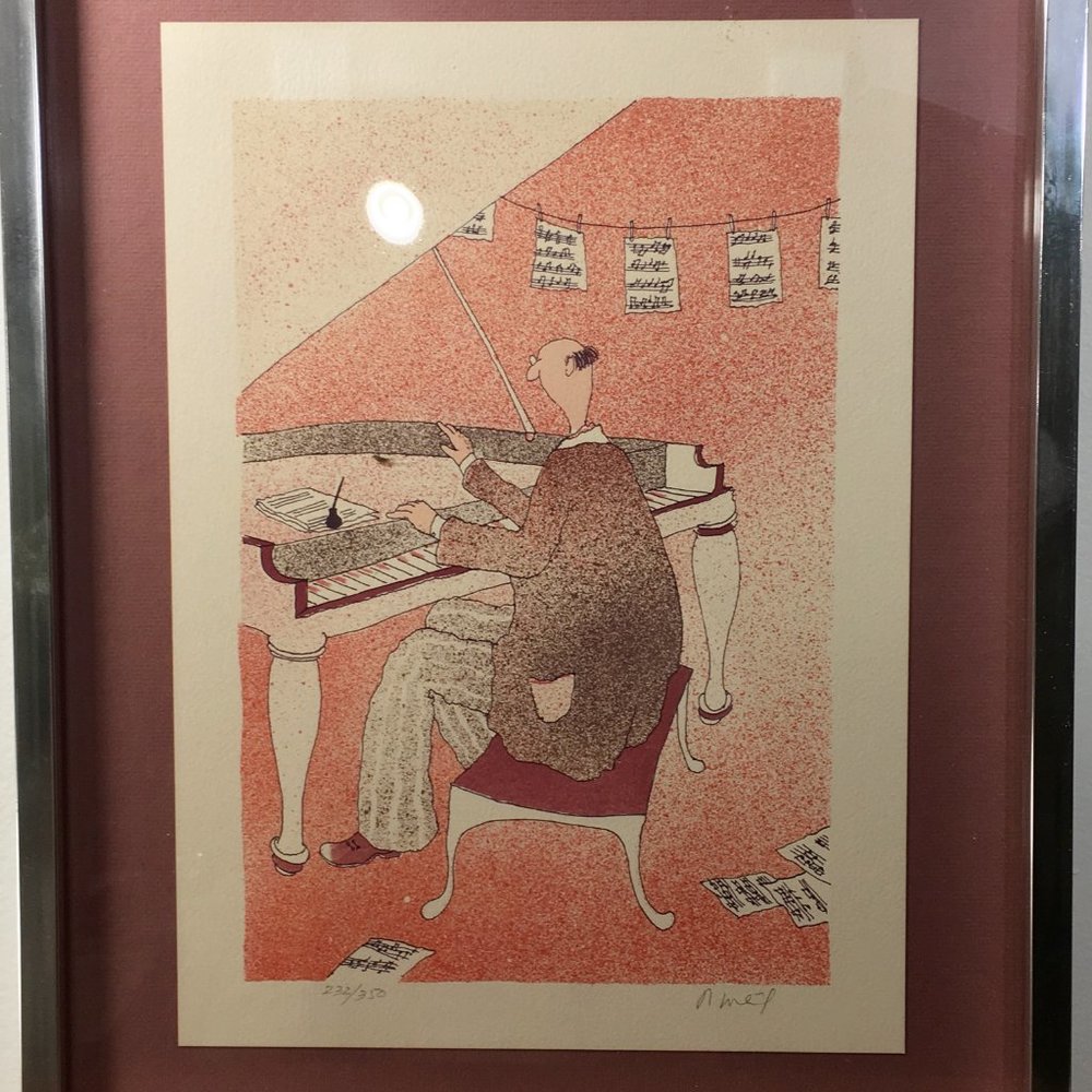 Pianist Art Color Printed Aluminum Framed - Picture 2 of 6